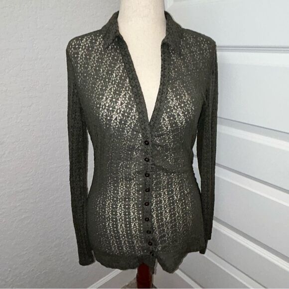 New, Natural Life Button Down Long Sleeve Lace Blouse Shirt Top - Picture 1 of 12